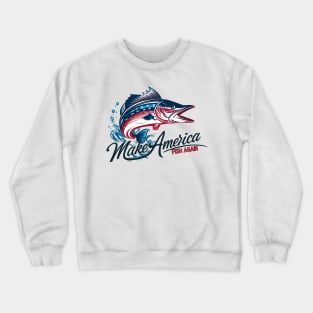 "Patriotic Walleye: Make America Fish Again Crewneck Sweatshirt